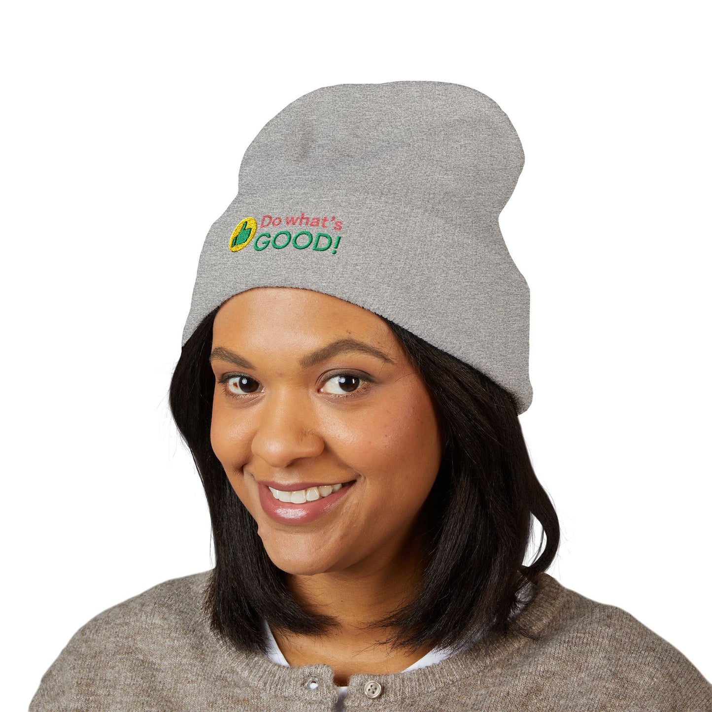 Embroidered 'Do Whats Good' Cuffed Beanie