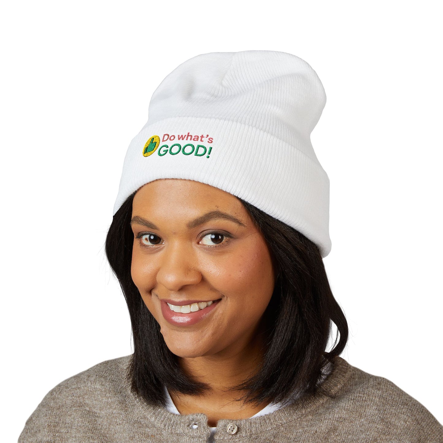 Embroidered 'Do Whats Good' Cuffed Beanie