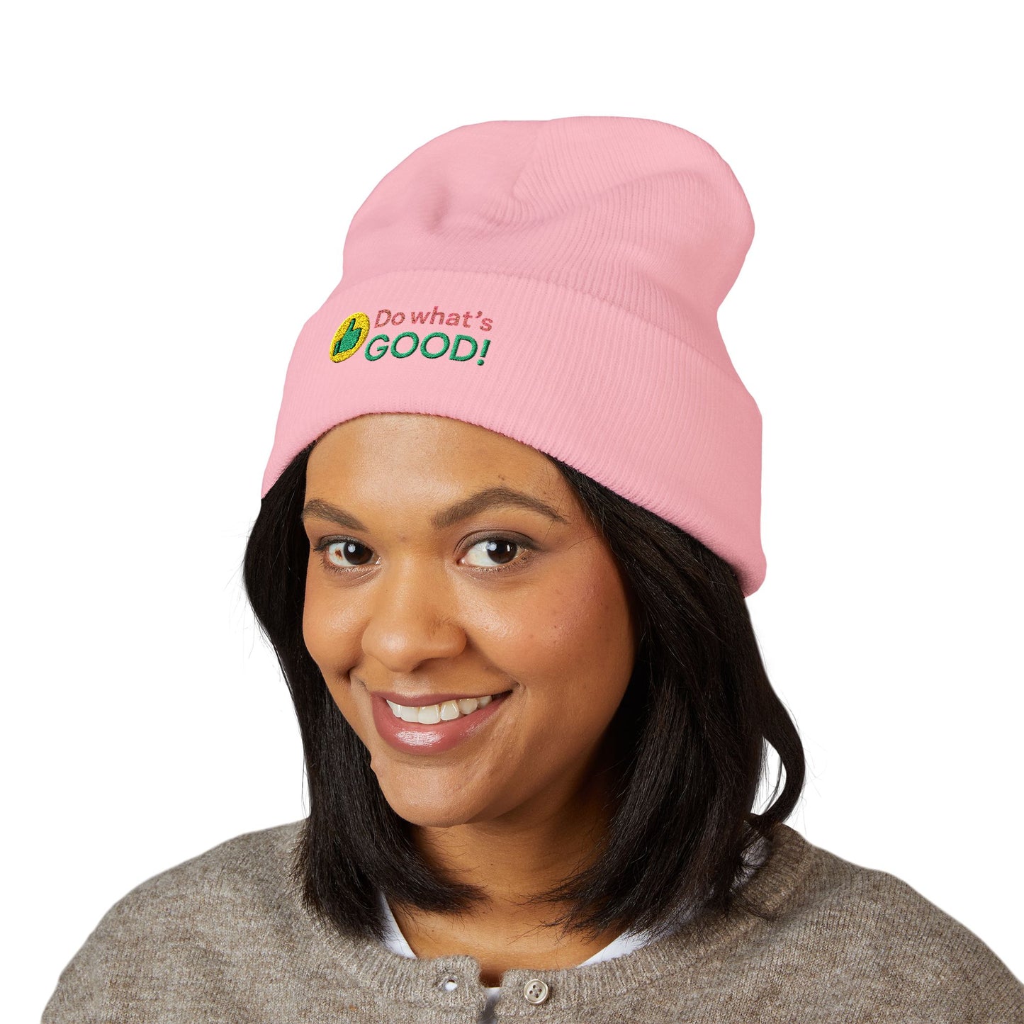 Embroidered 'Do Whats Good' Cuffed Beanie