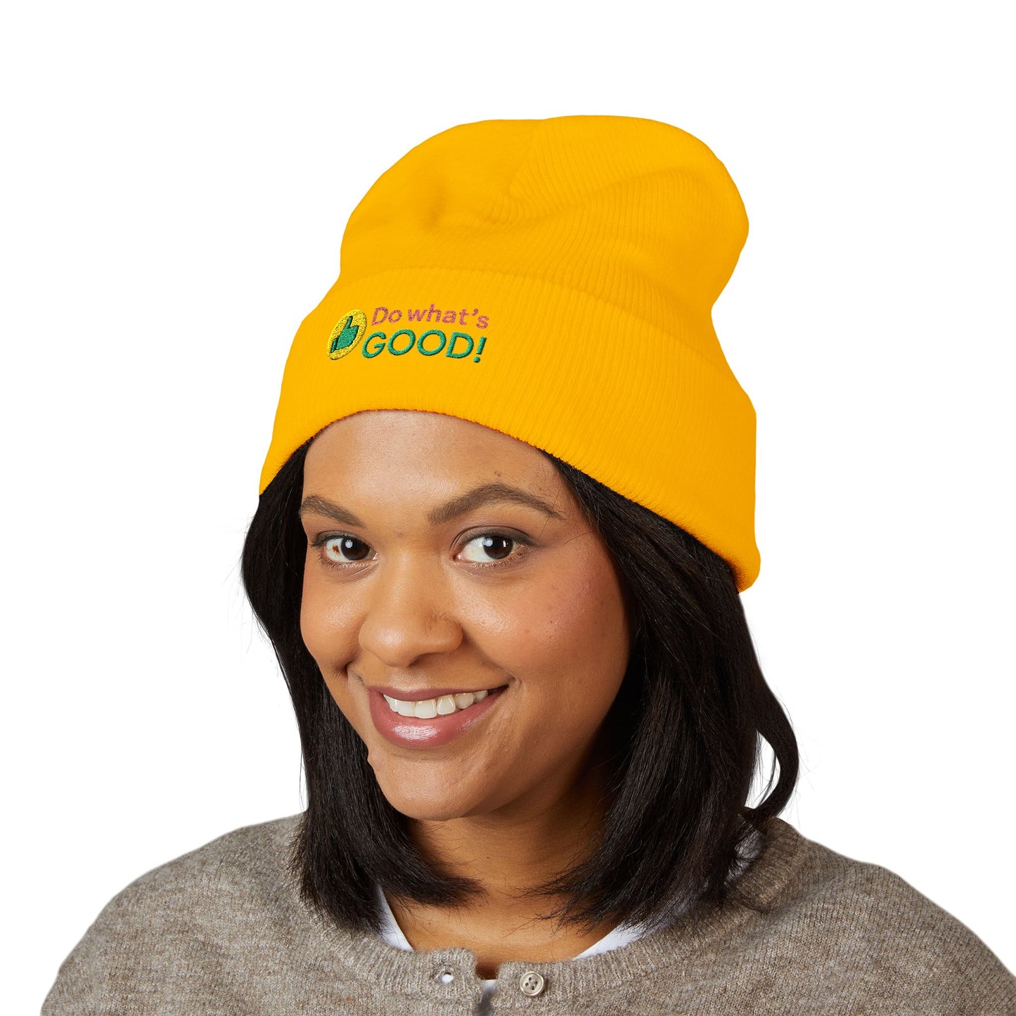 Embroidered 'Do Whats Good' Cuffed Beanie